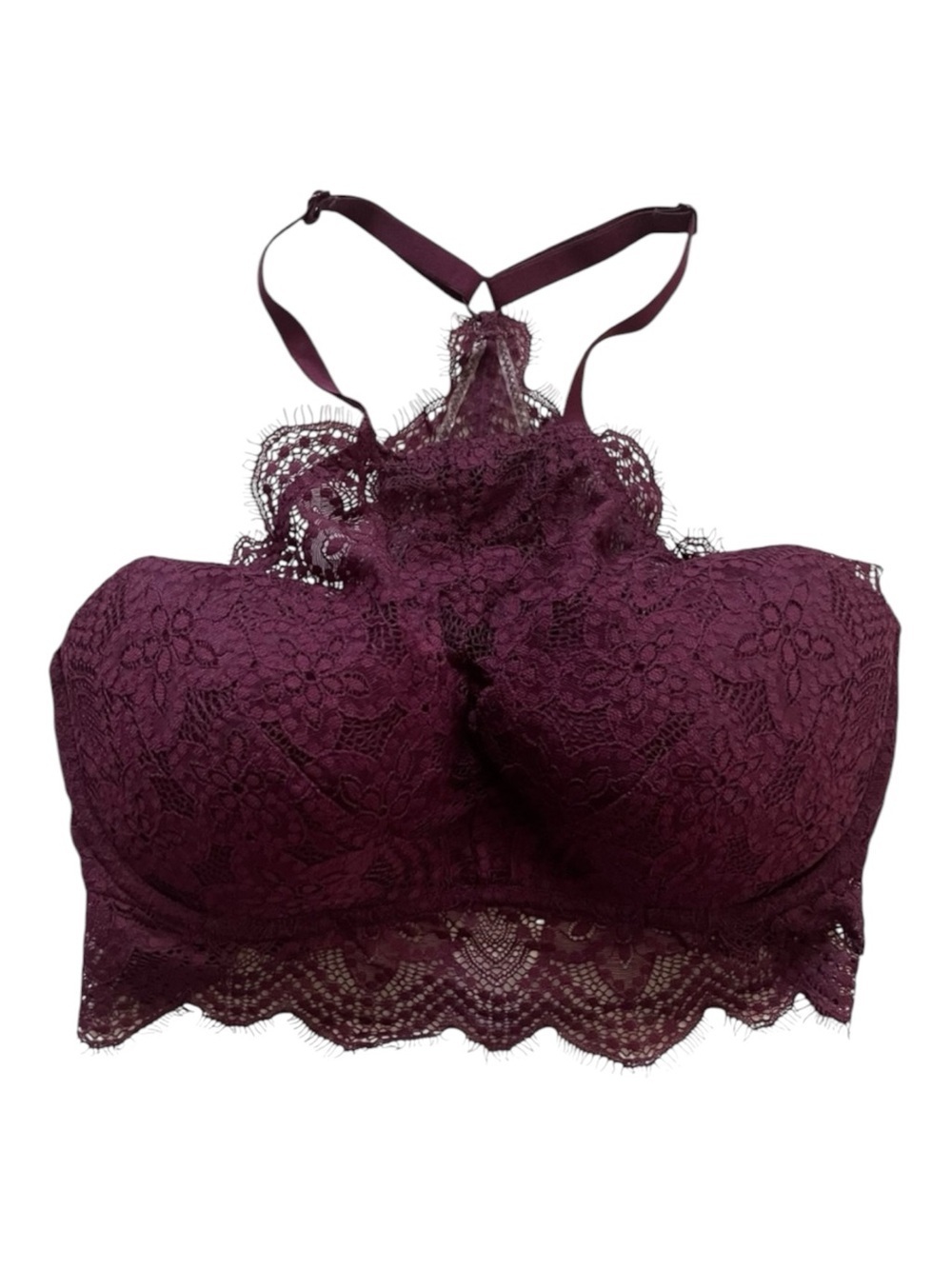 Victoria’s Secret PINK Date Racerback Lace Push Up Bra Size S D-DD Burgundy